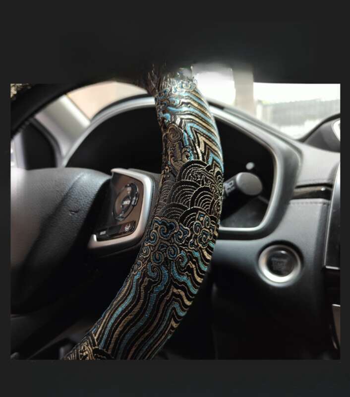 Universal Cloud Sea Cliff Pattern Steering Wheel Woven Brocade Embroidery China-Chic Personalized Creative Anti Slip_autovado.com