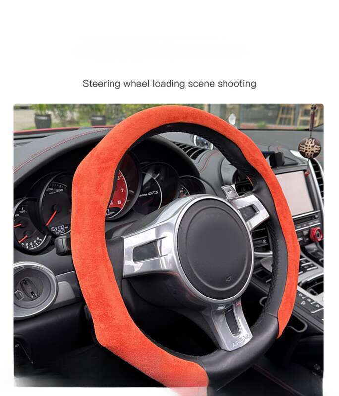 Car All-season Steering Wheel Cover, Suede Protective, Sweat Absorbing Mesh Red New Round D-row Universal Handle Cover_autovado.com