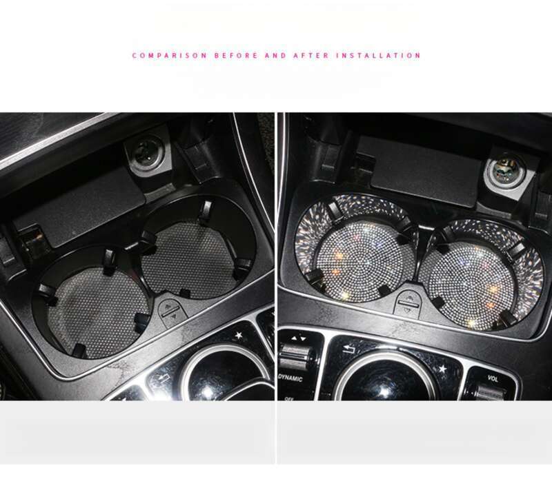 Car Mounted Diamond, Water Mat With Diamond Inlay, Soft Rubber Car Cup Mat, Universal For Vehicle Models_autovado.com