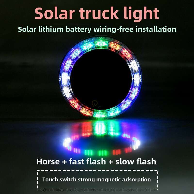 Third Generation Touch Car Solar Powered Truck Flash Anti Rear End Collision Seven Color Circular Warning Li, LED_autovado.com