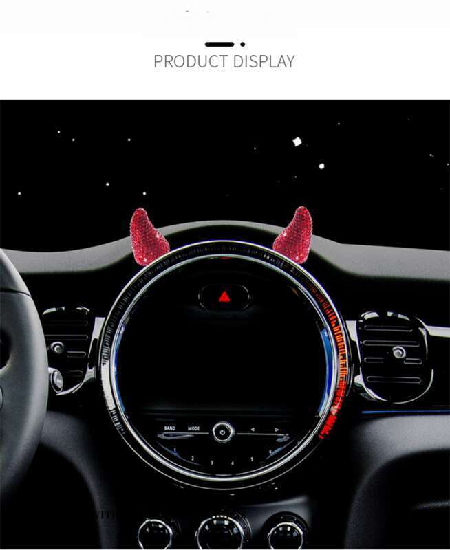 Internet Celebrity Interior Diamond Studded Small Horn Steering Wheel Instrument Panel Little Devil Ornament Creative_autovado.com