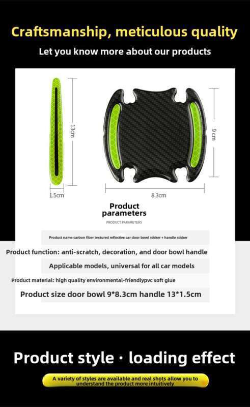 Car Anti-collision Strip, Door Bowl Handle Protection Paint Scratch, Carbon Fiber Grain Reflective Car Sticker, Adhesive_autovado.com