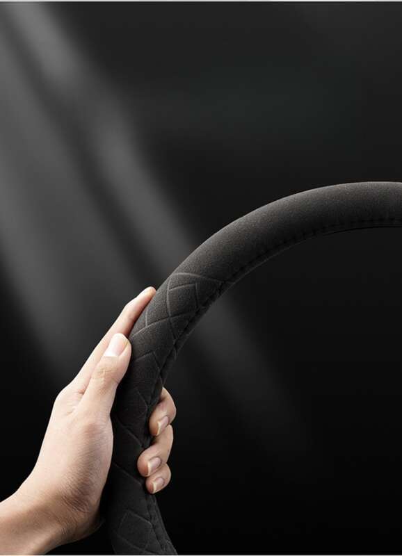 Steering Suede Round Car Cover, All Season Sports Style Steering Wheel Handle Cover_autovado.com