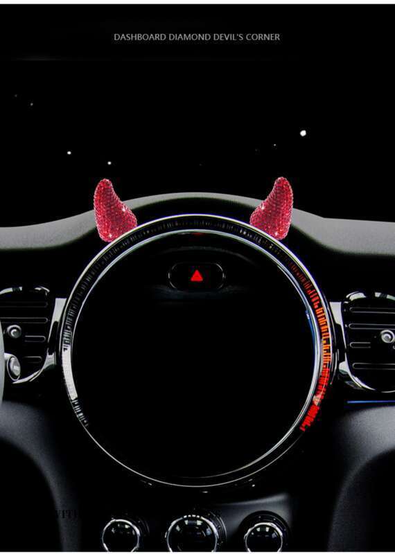 Internet Celebrity Interior Diamond Studded Small Horn Steering Wheel Instrument Panel Little Devil Ornament Creative_autovado.com