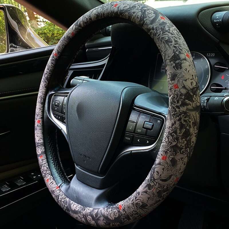 Universal Hand-painted Prajna Geisha Steering Wheel Cover, Personalized Nine Tailed Fox Card Set, Flower Arm Handlebar_autovado.com