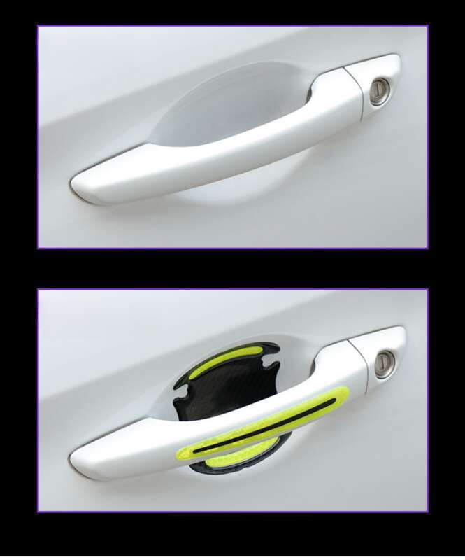Car Anti-collision Strip, Door Bowl Handle Protection Paint Scratch, Carbon Fiber Grain Reflective Car Sticker, Adhesive_autovado.com