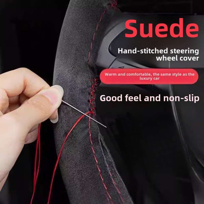 Flip Fur Hand Sewn Steering Wheel Frosted Leather Four Seasons General Motors Handle Cover Suede Winter Plush_autovado.com