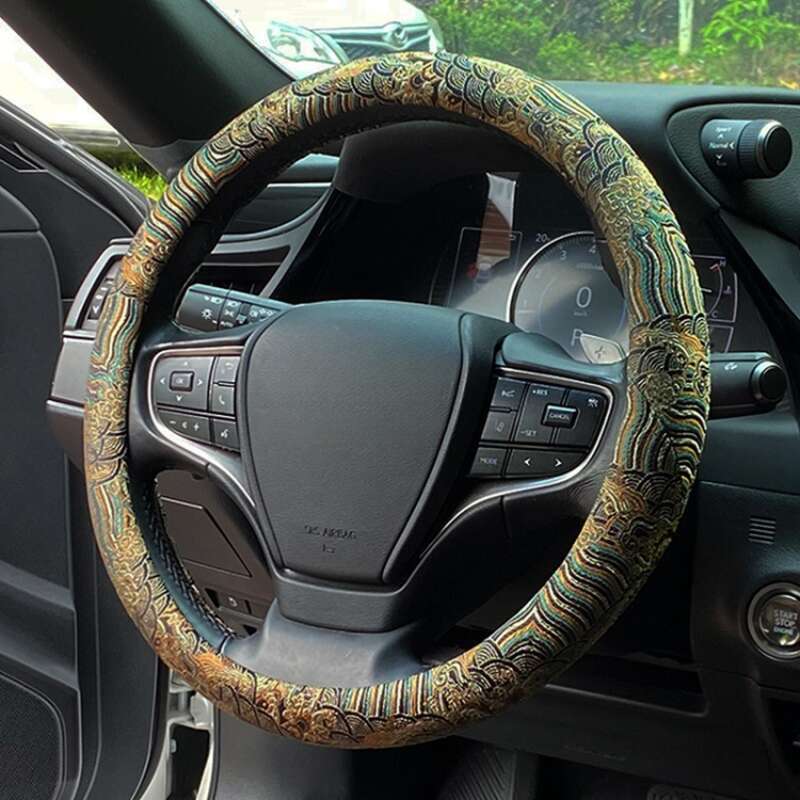 Universal Cloud Sea Cliff Pattern Steering Wheel Woven Brocade Embroidery China-Chic Personalized Creative Anti Slip_autovado.com