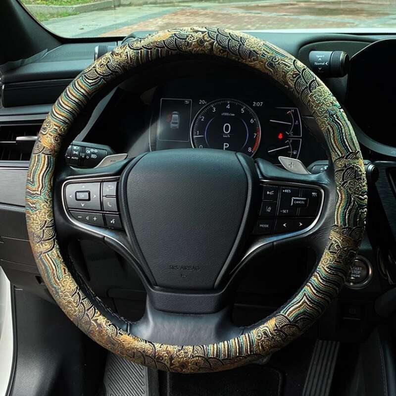 Universal Cloud Sea Cliff Pattern Steering Wheel Woven Brocade Embroidery China-Chic Personalized Creative Anti Slip_autovado.com