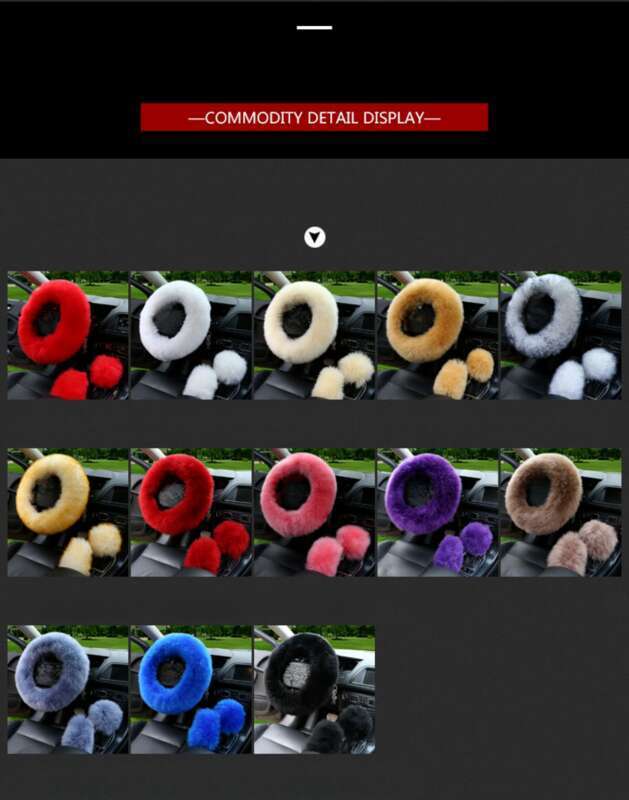 Car Steering Wheel Winter New Australian Sheepskin Fur Integrated Wool Handle Handbrake Cover_autovado.com
