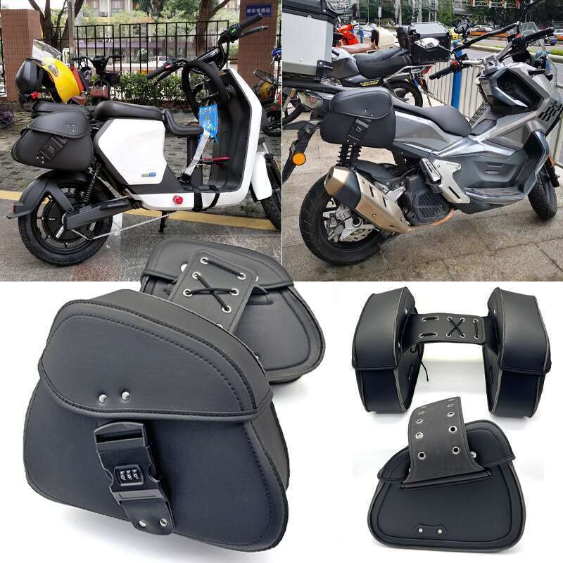 Scooter, Motorcycle, Electric Bike, Universal Leather, Waterproof Edge Side Luggage, Saddle Bag, And Storage_autovado.com