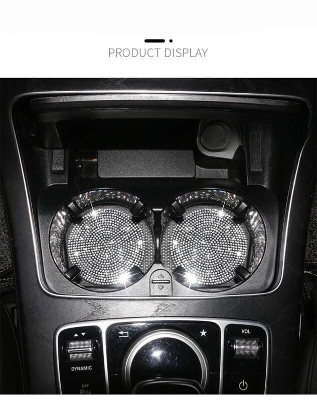 Car Mounted Diamond, Water Mat With Diamond Inlay, Soft Rubber Car Cup Mat, Universal For Vehicle Models_autovado.com