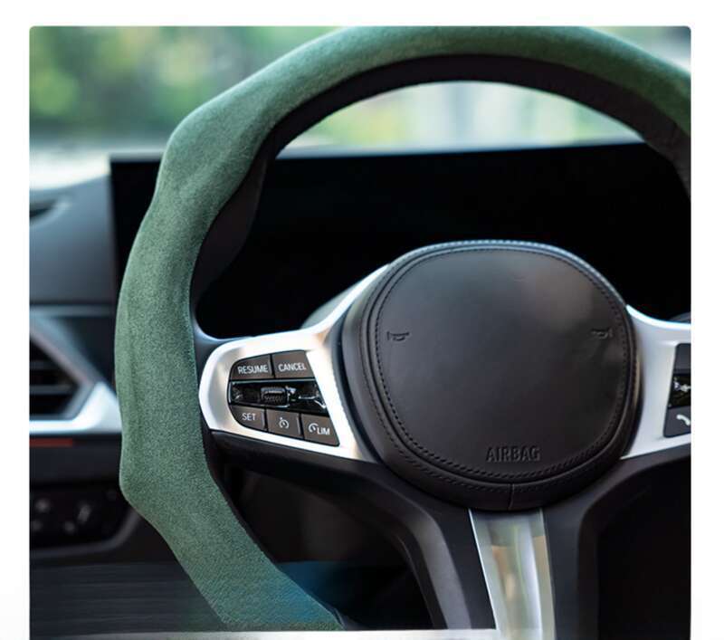 Car All-season Steering Wheel Cover, Suede Protective, Sweat Absorbing Mesh Red New Round D-row Universal Handle Cover_autovado.com