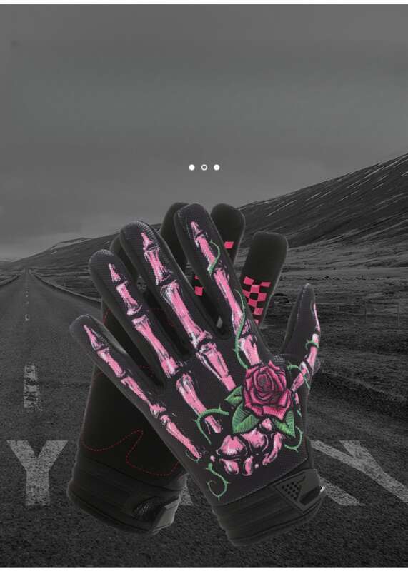 New Touchable Screen Skull Joint Rose Ghost Claw Outdoor Warm And Anti Slip Motorcycle Riding Gloves_autovado.com