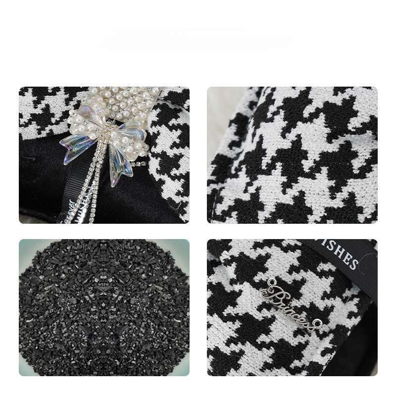 Thousand Bird Grid Double Layer Butterfly Knot Pearl Car Ornament Removing Odor Activated Charcoal Bag Instrument Panel_autovado.com