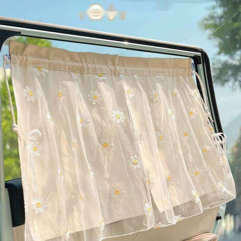 Lace Double-layer Suction Cup Small, Fresh And Cute Girls, Car Sunshade, Heat Insulation Curtain For All Seasons_autovado.com