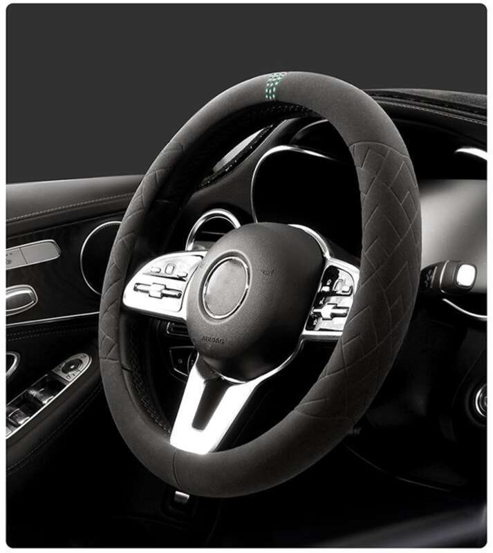 Steering Suede Round Car Cover, All Season Sports Style Steering Wheel Handle Cover_autovado.com