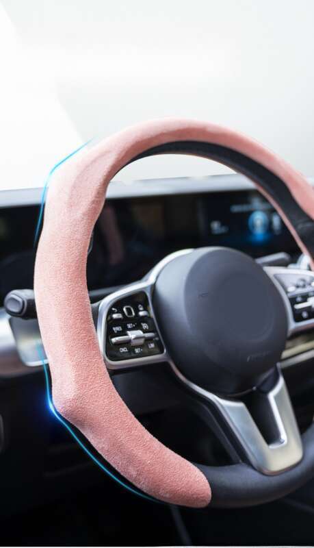 Car All-season Steering Wheel Cover, Suede Protective, Sweat Absorbing Mesh Red New Round D-row Universal Handle Cover_autovado.com