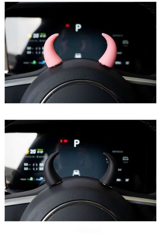 New Creative Trendy Small Bull Devil Horn Center Console Display Steering Wheel Cute Car Decoration_autovado.com