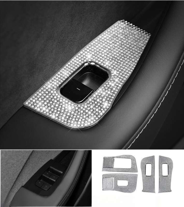 Suitable For Tesla Model Interior Modification, Steering Wheel, Door Handle, Car Logo Diamond Decoration Sticker_autovado.com