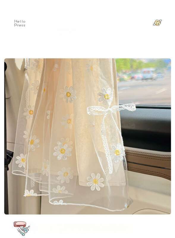 Lace Double-layer Suction Cup Small, Fresh And Cute Girls, Car Sunshade, Heat Insulation Curtain For All Seasons_autovado.com