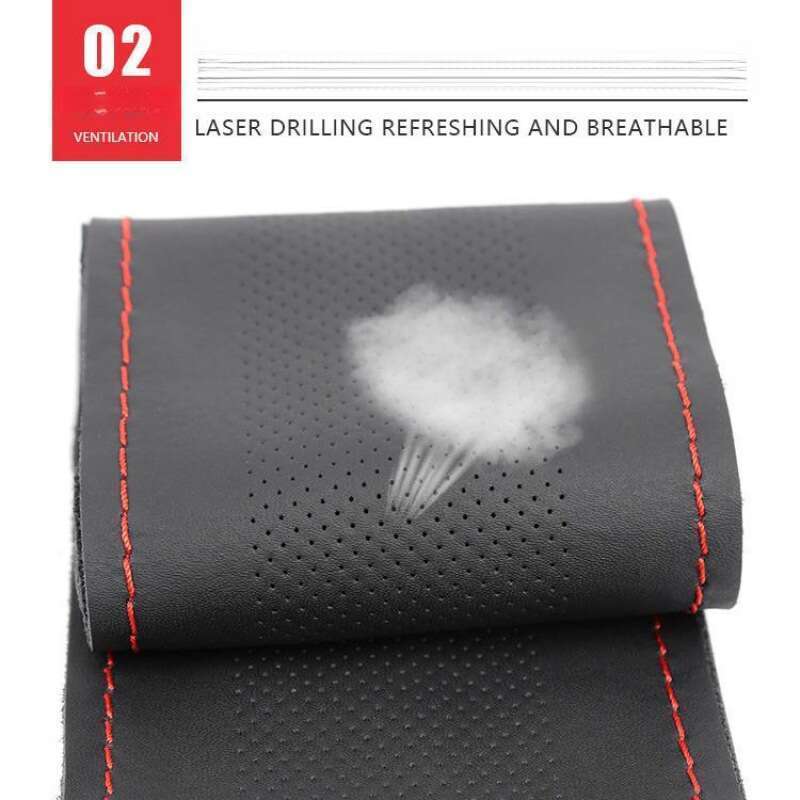 Hand Sewn Made Of Leather, Sweat Wicking, Breathable, And Anti Slip, All Season Universal Car Steering Wheel Leather_autovado.com