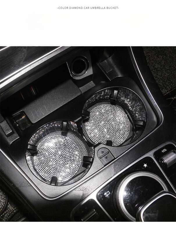 Car Mounted Diamond, Water Mat With Diamond Inlay, Soft Rubber Car Cup Mat, Universal For Vehicle Models_autovado.com