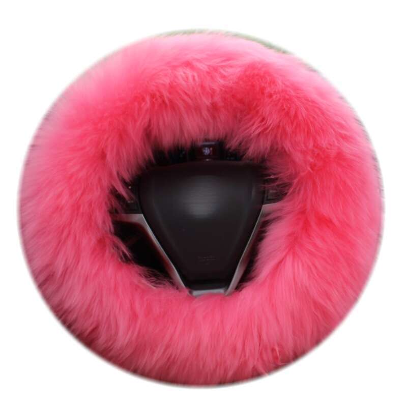 Pure Car Steering Wheel Sheep Shearing Handle Cover, Australian Wool Long Hair Three Piece Set_autovado.com
