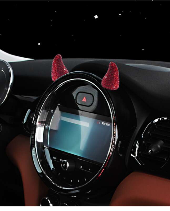 Internet Celebrity Interior Diamond Studded Small Horn Steering Wheel Instrument Panel Little Devil Ornament Creative_autovado.com