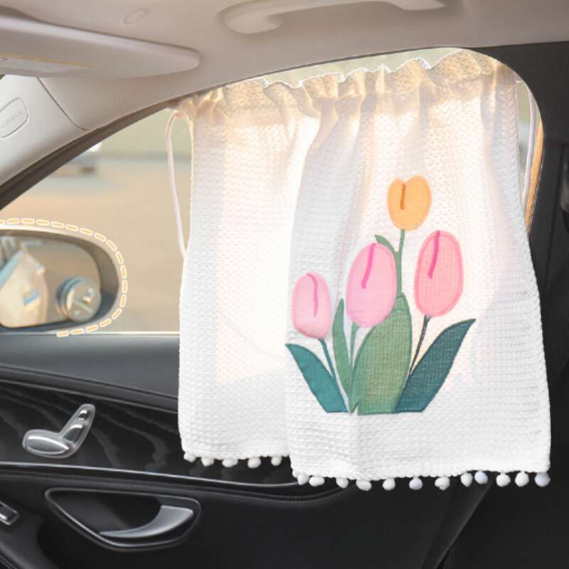 Car Side Window Ins Wind Internet Celebrity Sunshade Heat Shield Creative Suction Cup Car Flower Curtain_autovado.com