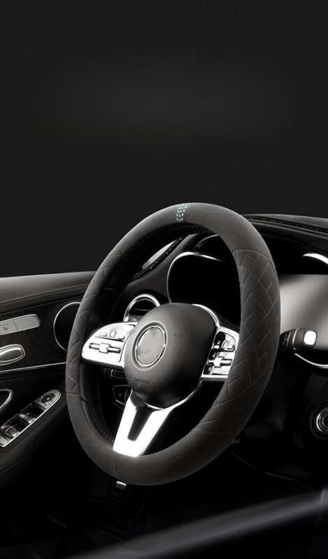 Steering Suede Round Car Cover, All Season Sports Style Steering Wheel Handle Cover_autovado.com