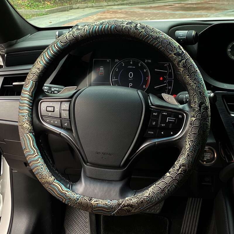 Universal Cloud Sea Cliff Pattern Steering Wheel Woven Brocade Embroidery China-Chic Personalized Creative Anti Slip_autovado.com