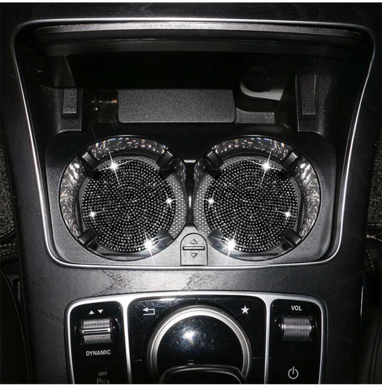 Car Mounted Diamond, Water Mat With Diamond Inlay, Soft Rubber Car Cup Mat, Universal For Vehicle Models_autovado.com