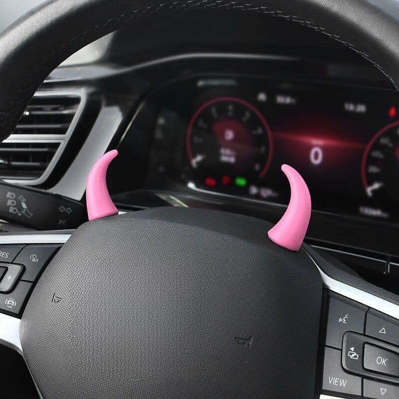 New Creative Trendy Small Bull Devil Horn Center Console Display Steering Wheel Cute Car Decoration_autovado.com