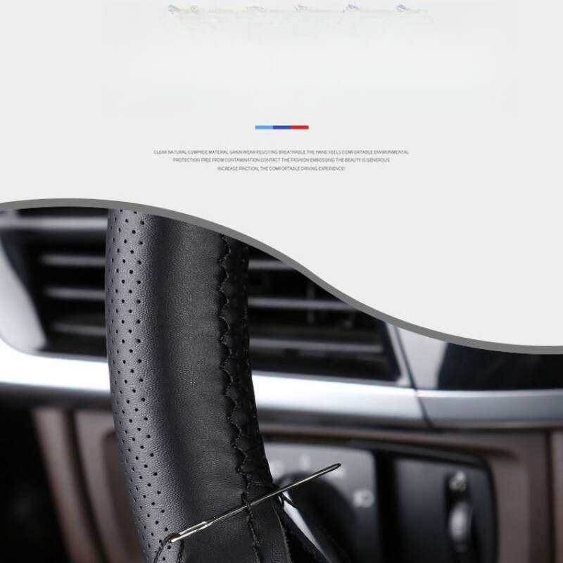 Hand Sewn Made Of Leather, Sweat Wicking, Breathable, And Anti Slip, All Season Universal Car Steering Wheel Leather_autovado.com