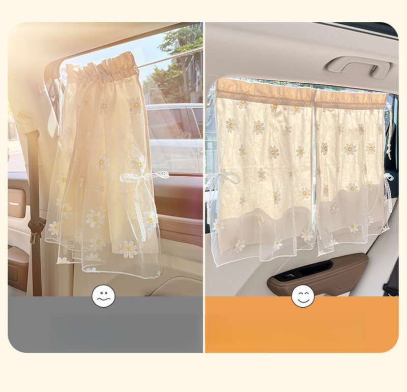 Lace Double-layer Suction Cup Small, Fresh And Cute Girls, Car Sunshade, Heat Insulation Curtain For All Seasons_autovado.com