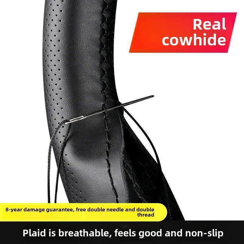 Hand Sewn Made Of Leather, Sweat Wicking, Breathable, And Anti Slip, All Season Universal Car Steering Wheel Leather_autovado.com