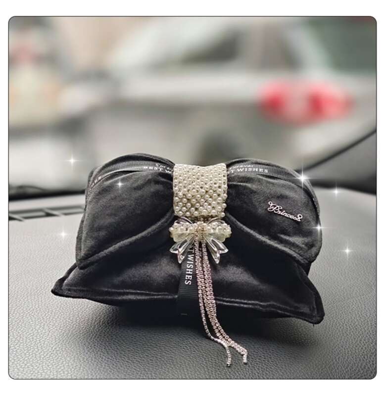 Thousand Bird Grid Double Layer Butterfly Knot Pearl Car Ornament Removing Odor Activated Charcoal Bag Instrument Panel_autovado.com