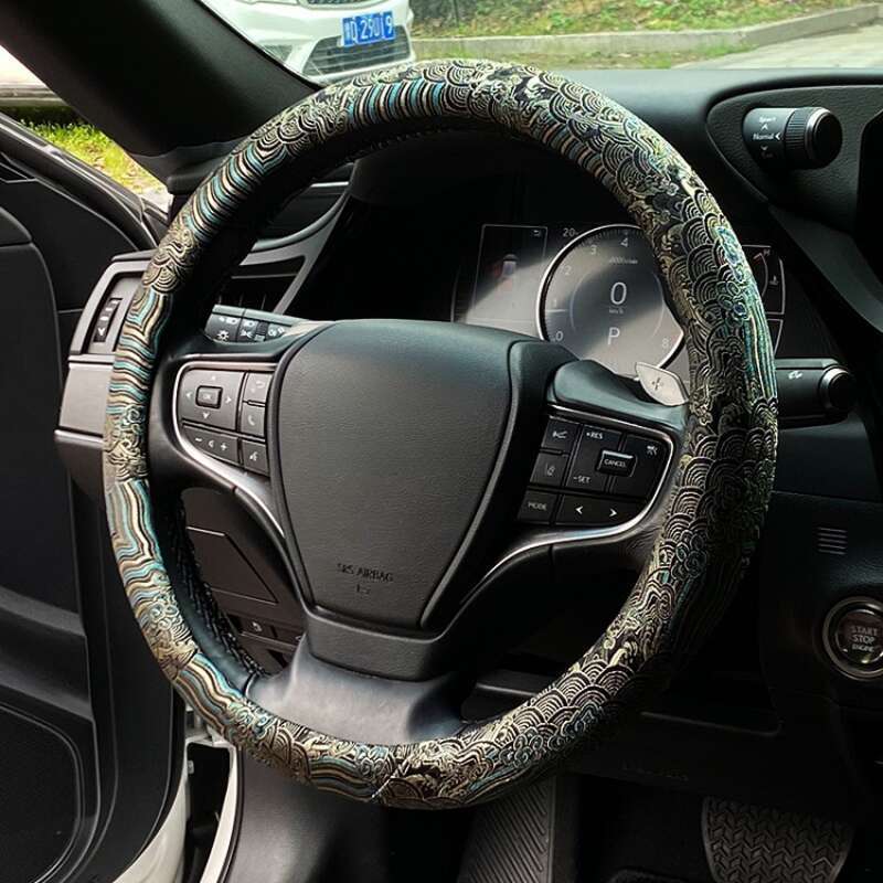 Universal Cloud Sea Cliff Pattern Steering Wheel Woven Brocade Embroidery China-Chic Personalized Creative Anti Slip_autovado.com