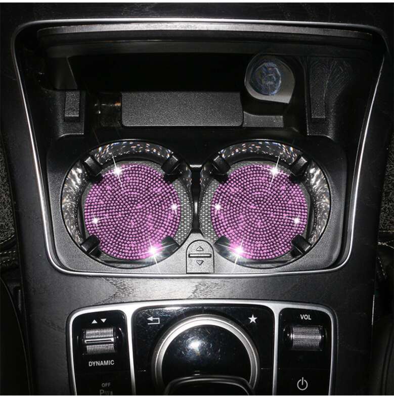 Car Mounted Diamond, Water Mat With Diamond Inlay, Soft Rubber Car Cup Mat, Universal For Vehicle Models_autovado.com