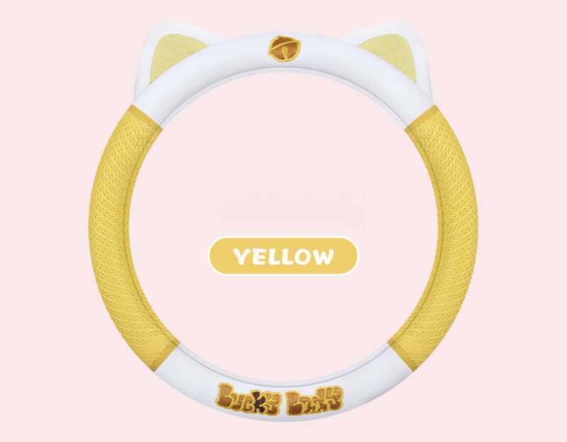 Car Ins Cute Cartoon Sweet Steering Wheel Cover, Suitable For All Seasons, Mesh Design, Small Cat Car Handle Cover_autovado.com