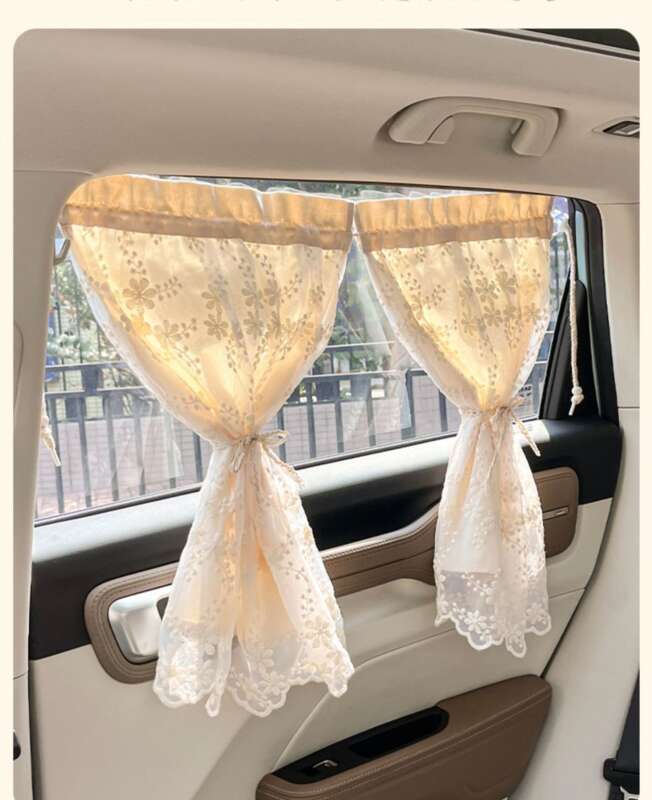 Lace Double-layer Suction Cup Small, Fresh And Cute Girls, Car Sunshade, Heat Insulation Curtain For All Seasons_autovado.com