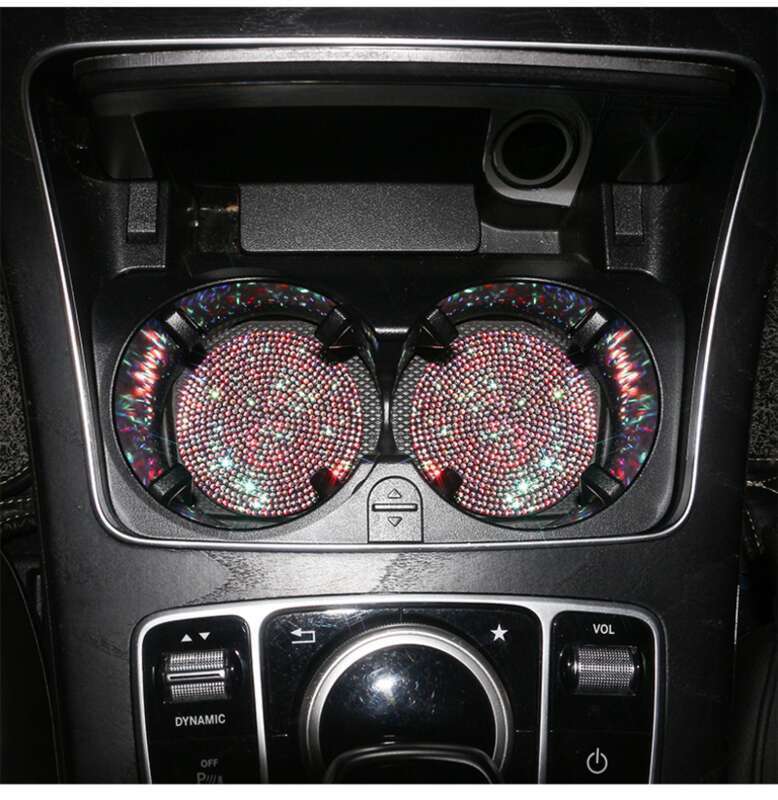Car Mounted Diamond, Water Mat With Diamond Inlay, Soft Rubber Car Cup Mat, Universal For Vehicle Models_autovado.com
