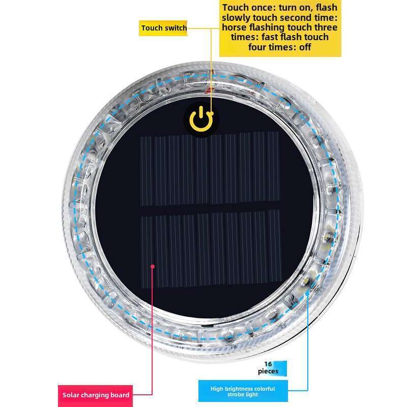 Third Generation Touch Car Solar Powered Truck Flash Anti Rear End Collision Seven Color Circular Warning Li, LED_autovado.com