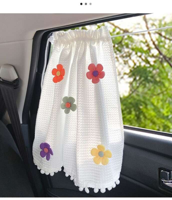 Car Side Window Ins Wind Internet Celebrity Sunshade Heat Shield Creative Suction Cup Car Flower Curtain_autovado.com