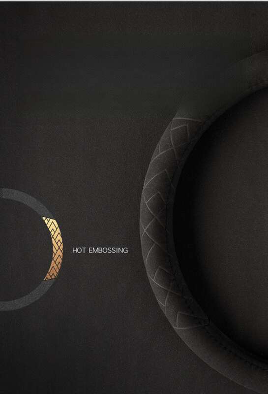 Steering Suede Round Car Cover, All Season Sports Style Steering Wheel Handle Cover_autovado.com