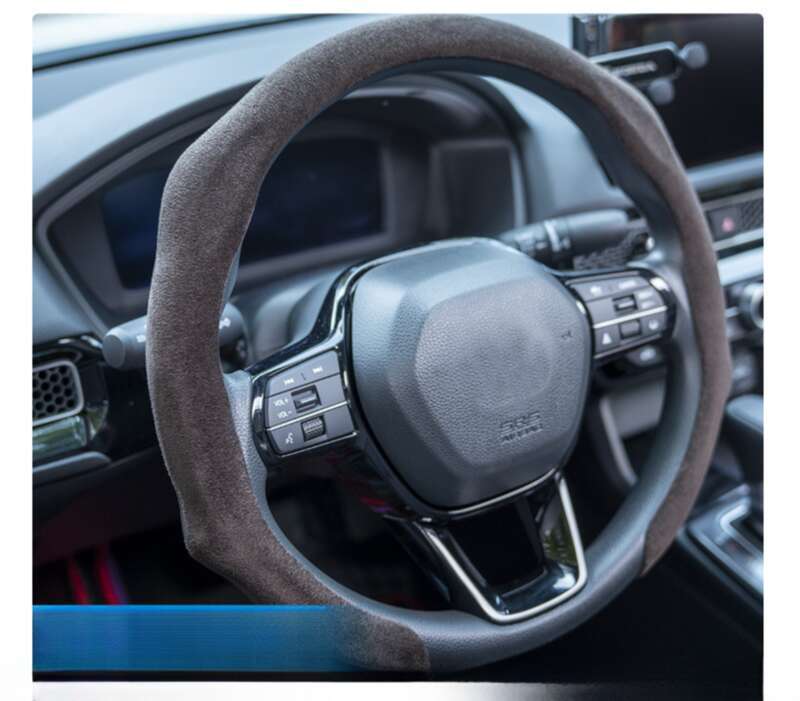 Car All-season Steering Wheel Cover, Suede Protective, Sweat Absorbing Mesh Red New Round D-row Universal Handle Cover_autovado.com
