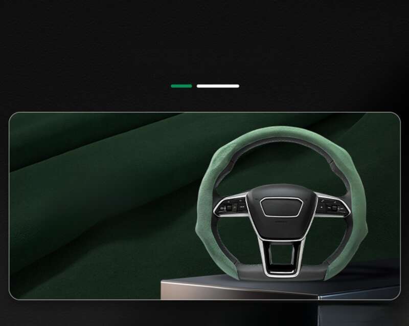 Car All-season Steering Wheel Cover, Suede Protective, Sweat Absorbing Mesh Red New Round D-row Universal Handle Cover_autovado.com