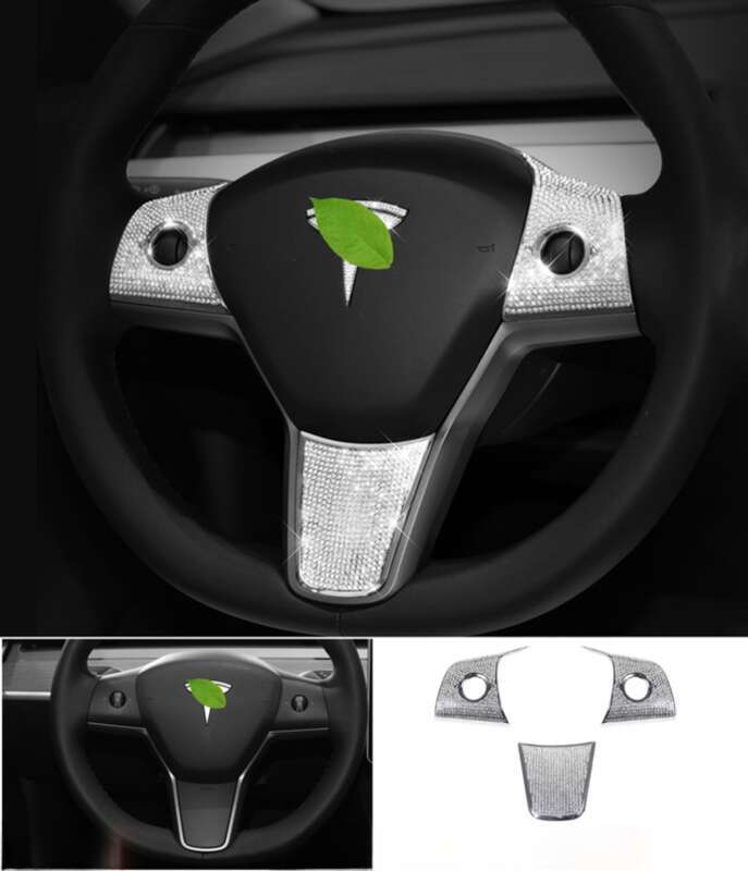 Suitable For Tesla Model Interior Modification, Steering Wheel, Door Handle, Car Logo Diamond Decoration Sticker_autovado.com