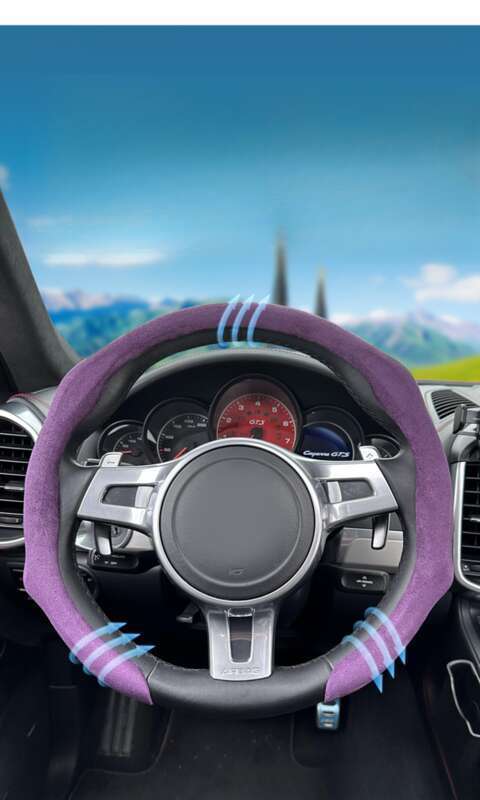 Car All-season Steering Wheel Cover, Suede Protective, Sweat Absorbing Mesh Red New Round D-row Universal Handle Cover_autovado.com